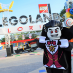 lego vampire outside the entry to legoland for halloween 