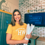 a woman shipping gifts at the ups store