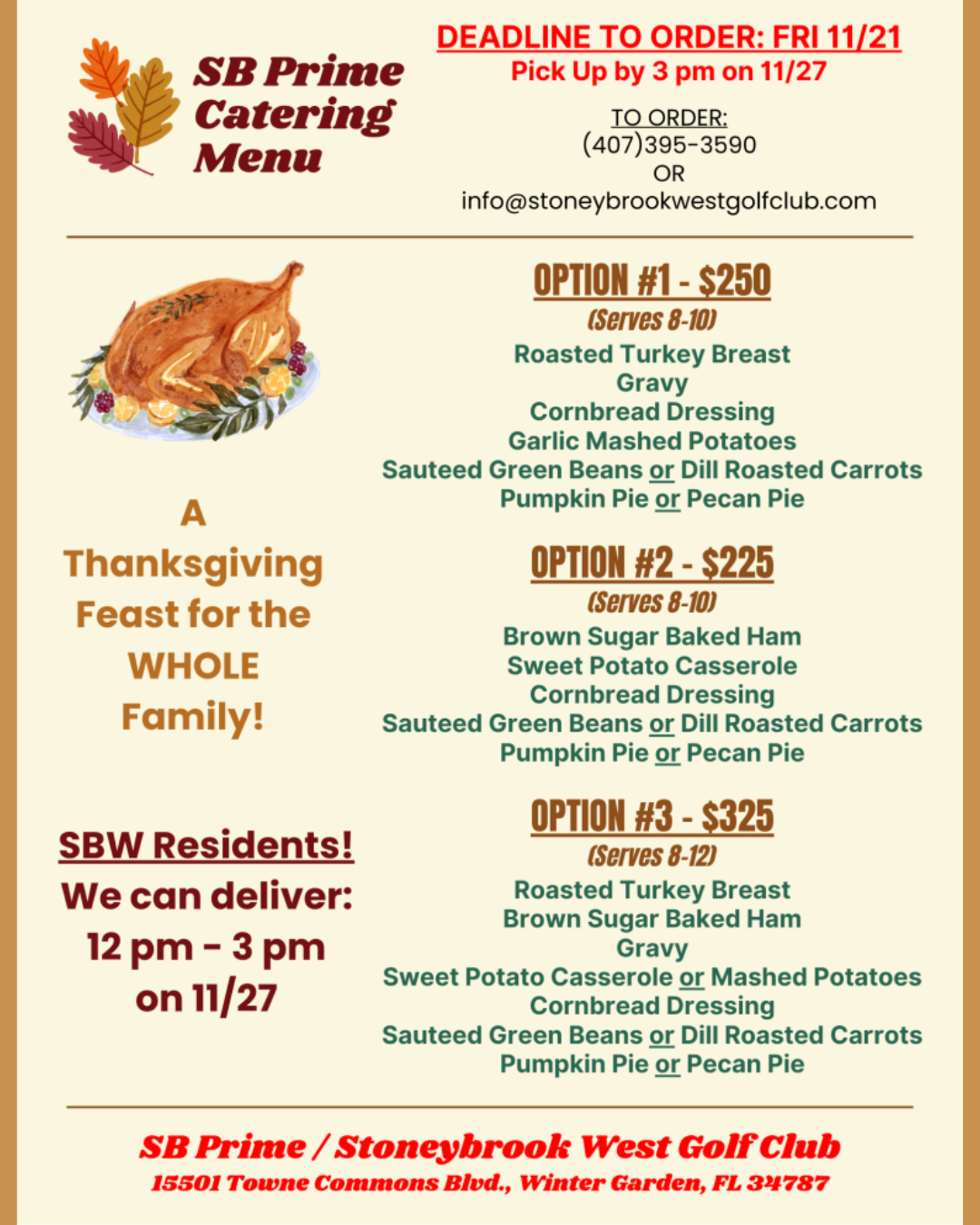 Thanksgiving catering Horizon West